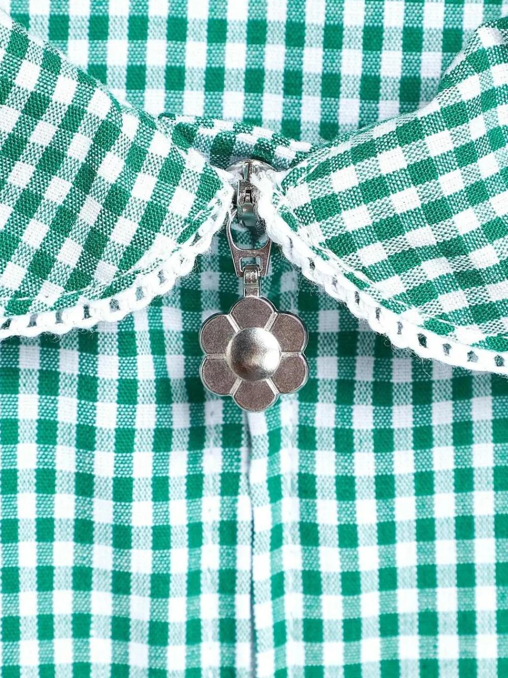 Best Next Zip Front Cotton Rich Gingham School Playsuit (3-14yrs) Green