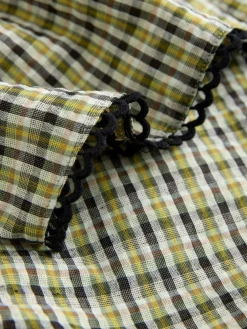 Best Next Oversized Collar Long Sleeve Blouse Green/Black Check