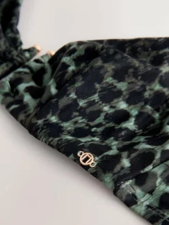 Hot Next Green/Black Leopard Print Non Padded Underwired Bikini Top