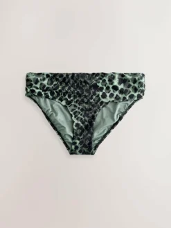 Next Green/Black Leopard Print Roll Top Bikini Bottoms^Women Swimwear
