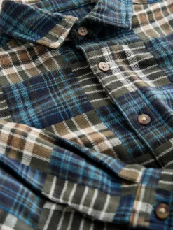 Best Next Green/Blue Check Long Sleeve Patchwork Shirt (3mths-7yrs)