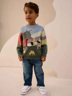 Sale Next Green/Blue Farm Scene Knitted Jumper (3mths-7yrs)