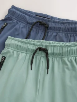 Hot Next Light Weight Sports Shorts 2 Pack (3-17yrs) Green/Blue