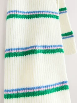 Next Green/Cream Stripe Knitted Heavyweight Scarf^Women Hats, Gloves & Scarves|Hats, Gloves & Scarves
