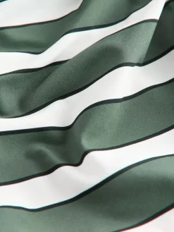 Next Green/Cream Stripe Ruched Side Tummy Shaping Control Swimsuit^Women Swimwear