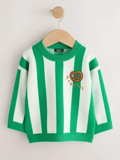 Next Green/Ecru Pretzel Knitted Crew Neck Jumper (3mths-7yrs)^BOY Baby Boys|Baby Boys