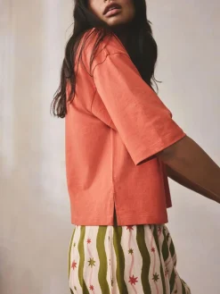 Next Green/Ecru Stripe Cotton Short Sleeve Pyjamas^Women Nightwear|Pyjamas