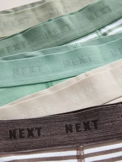 Clearance Next Green/Ecru Stripes Junior Pattern Trunks 5 Pack (1.5-16yrs)