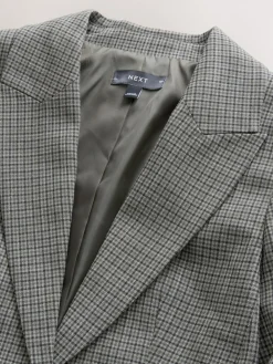 New Next Green/Grey Check Sculpted Tailored Single Breasted Blazer
