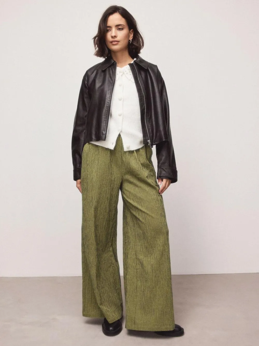 Next Gingham Wide Leg Trousers^Women Pants