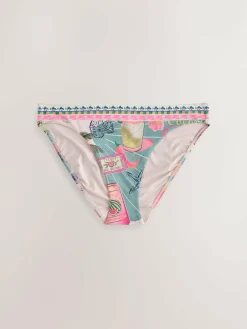 Next Green/Pink Conversational High Leg Print Bikini Bottoms^Women Swimwear