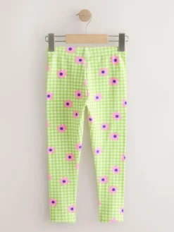 New Next Green/Pink Gingham Flower Leggings (3-16yrs)