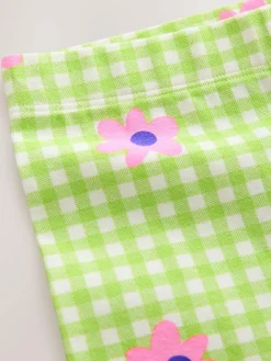 New Next Green/Pink Gingham Flower Leggings (3-16yrs)
