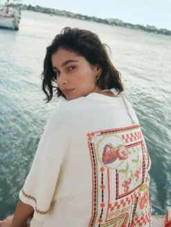 Next Green/Pink Graphic Print Beach T-Shirt