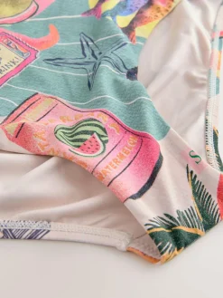 Hot Next Green/Pink Lobster Conversational High Waist Print Bikini Bottoms