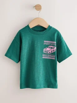 Best Next Green/Pink Race Car Short Sleeve Back Print T-Shirt (3mths-7yrs)