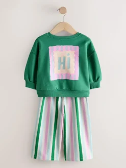 Discount Next Top & Trousers Set 2 Pack (3mths-7yrs) Green/Pink