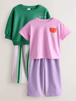 Discount Next Top & Trousers Set 2 Pack (3mths-7yrs) Green/Pink