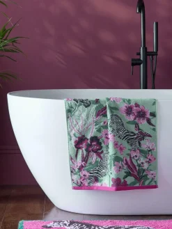 New Next Green/Pink Zebra Floral 100% Cotton Towel
