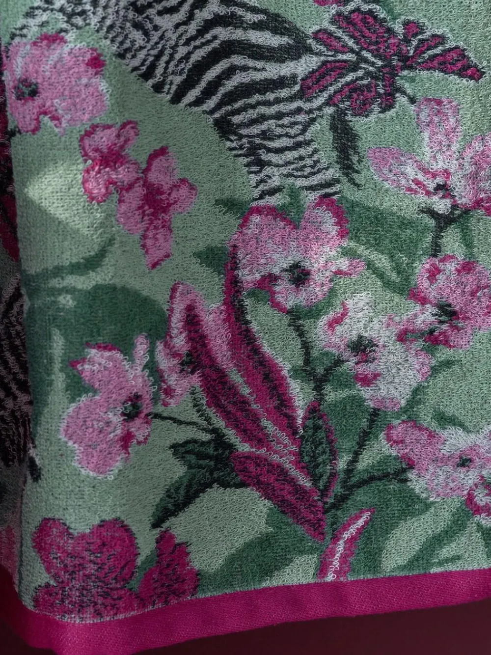 New Next Green/Pink Zebra Floral 100% Cotton Towel