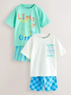 Next Short Sleeve T-Shirt and Shorts Set 2 Pack (3mths-7yrs)^BOY Tops|Shorts
