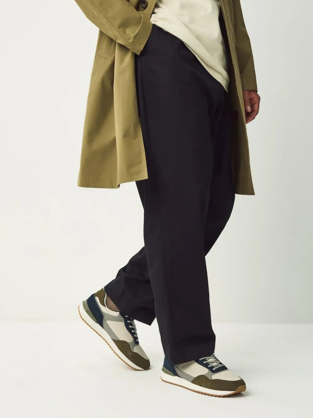 New Next Trainers with Suede Trim Green/White