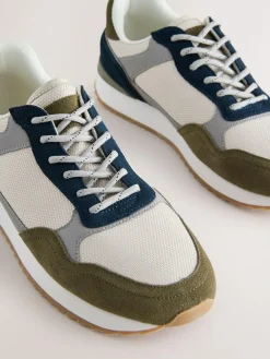 New Next Trainers with Suede Trim Green/White