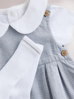 Hot Next Grey 100% Cotton Smart Baby Romper, Bodysuit And Socks Dungarees Set (0mths-2yrs)