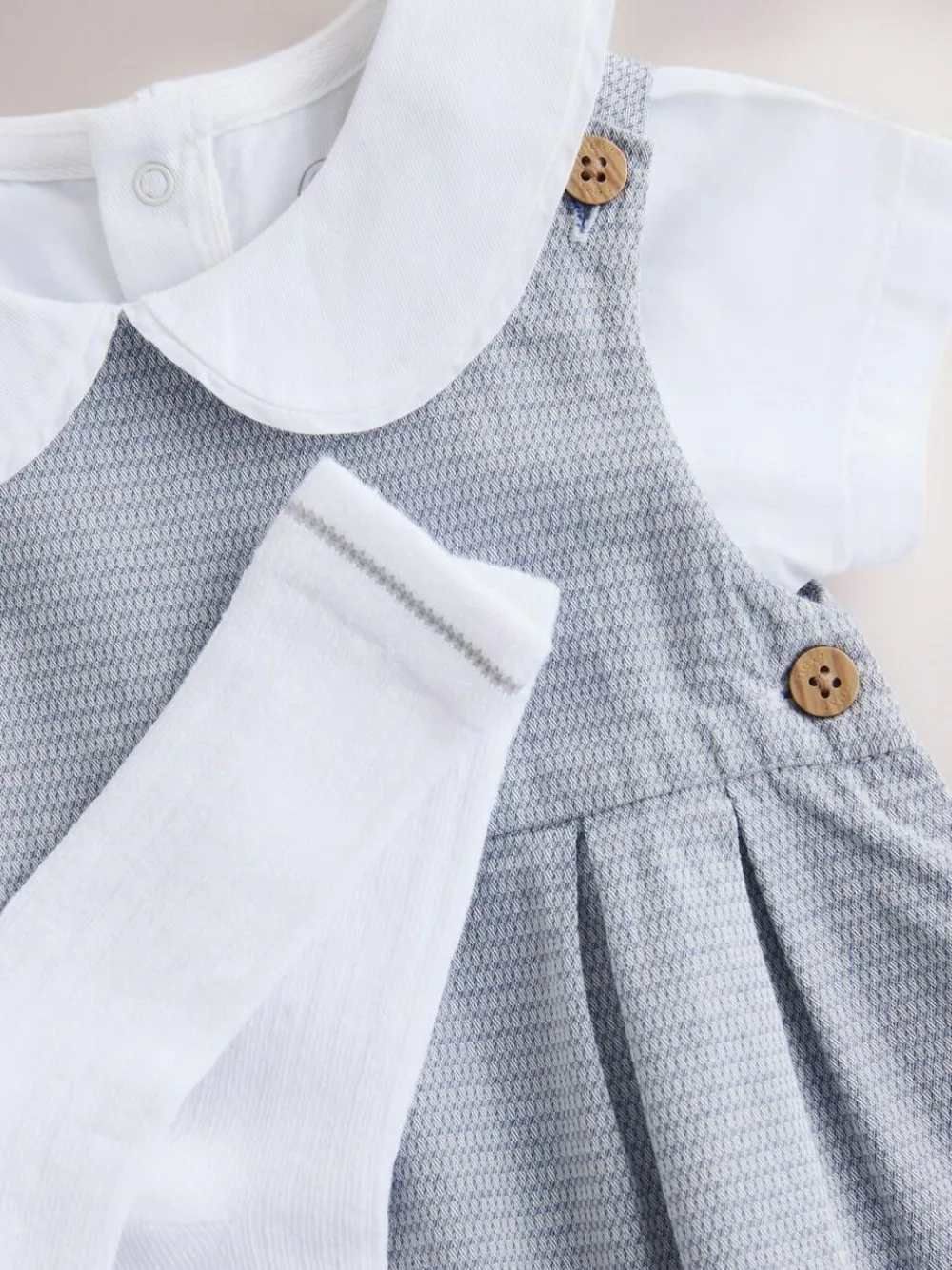 Hot Next Grey 100% Cotton Smart Baby Romper, Bodysuit And Socks Dungarees Set (0mths-2yrs)