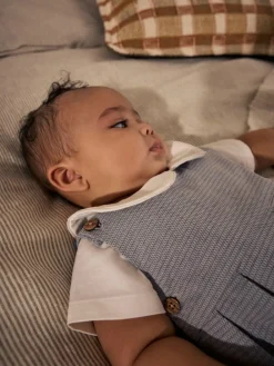 Hot Next Grey 100% Cotton Smart Baby Romper, Bodysuit And Socks Dungarees Set (0mths-2yrs)