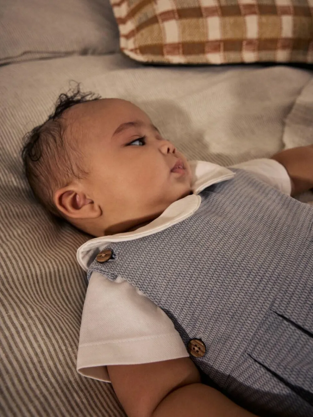 Hot Next Grey 100% Cotton Smart Baby Romper, Bodysuit And Socks Dungarees Set (0mths-2yrs)