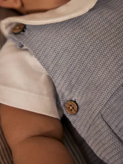 Hot Next Grey 100% Cotton Smart Baby Romper, Bodysuit And Socks Dungarees Set (0mths-2yrs)