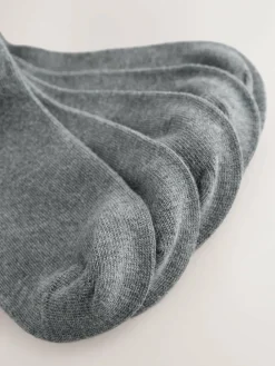 New Next 5 Pack Cotton Rich School Ankle Socks Grey