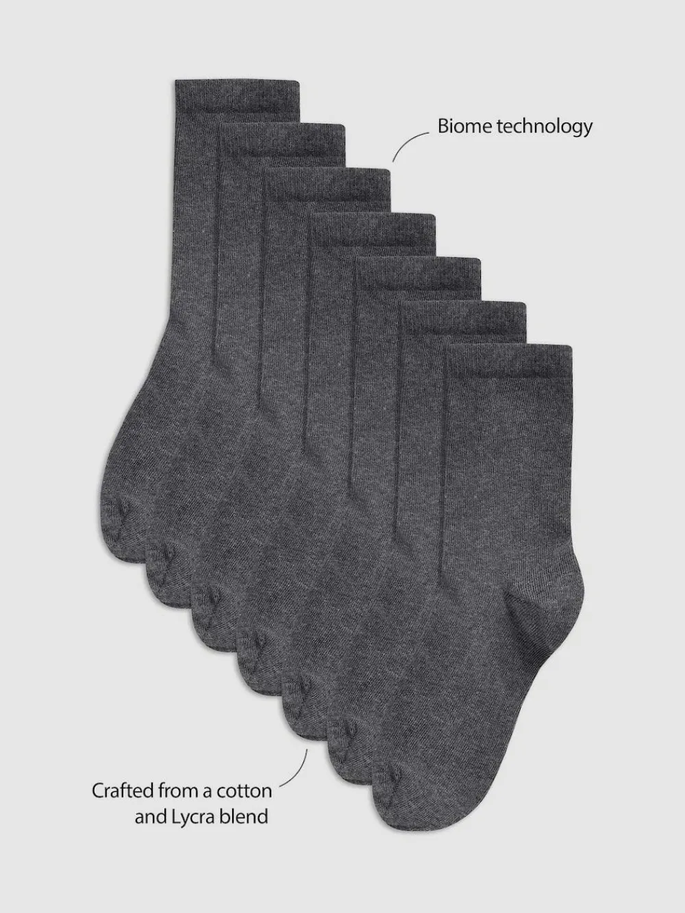Outlet Next 7 Pack Cotton Rich Socks Grey