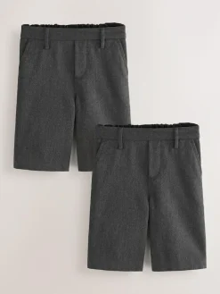 Next 2 Pack Flat Front School Shorts (3-14yrs) Grey