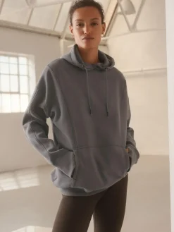 Clearance Next Grey Active Longline Overhead Seam Detail Supersoft Hoodie with Pockets