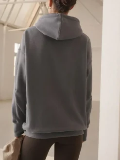 Clearance Next Grey Active Longline Overhead Seam Detail Supersoft Hoodie with Pockets