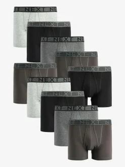 Next Grey A-Front Boxers 10 Pack^ Underwear|Underwear