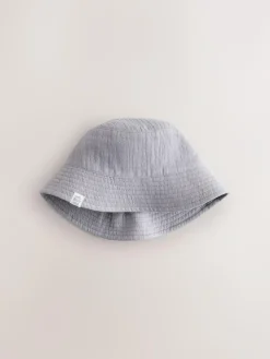 New Next Crinkle Baby Bucket Hats 2 Pack Grey And White