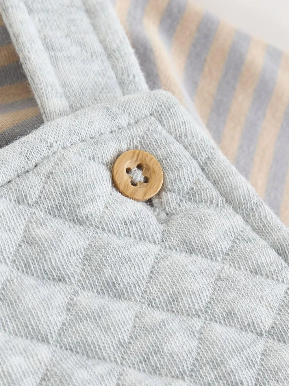 Outlet Next Grey Baby Jersey Quilted Dungarees and Bodysuit Set (0mths-2yrs)