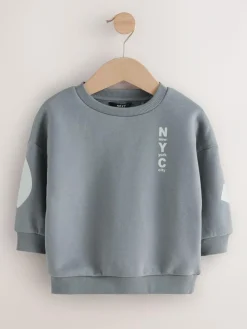 Next Grey Back Printed Crew Neck Jersey Sweatshirt (3mths-7yrs)