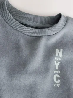 Next Grey Back Printed Crew Neck Jersey Sweatshirt (3mths-7yrs)