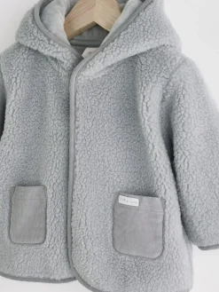 Outlet Next Grey Bear Cosy Borg Fleece Baby Jacket