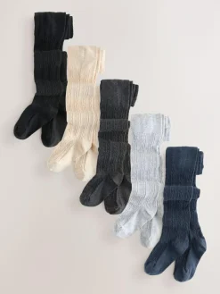 Next Cotton Rich Cable Tights 5 Pack^ Socks & Tights|Socks & Tights