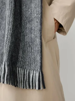 New Next Stripe Knitted Scarf Grey Black/White