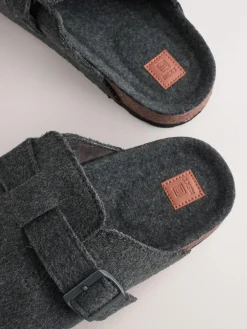 Next Grey Buckle Mule Slippers^ Slippers|Slippers