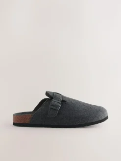 Next Grey Buckle Mule Slippers^ Slippers|Slippers