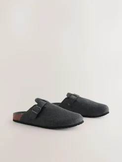 Next Grey Buckle Mule Slippers^ Slippers|Slippers