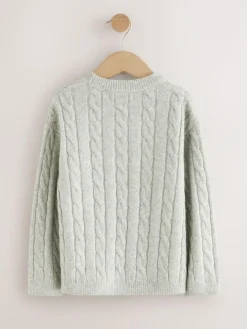 Next Grey Cable Knit Crew Neck Jumper (3-16yrs)