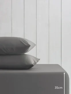Next Grey Charcoal Cotton Rich Deep Fitted Bed Sheet^ Bedsheets & Pillow Cases